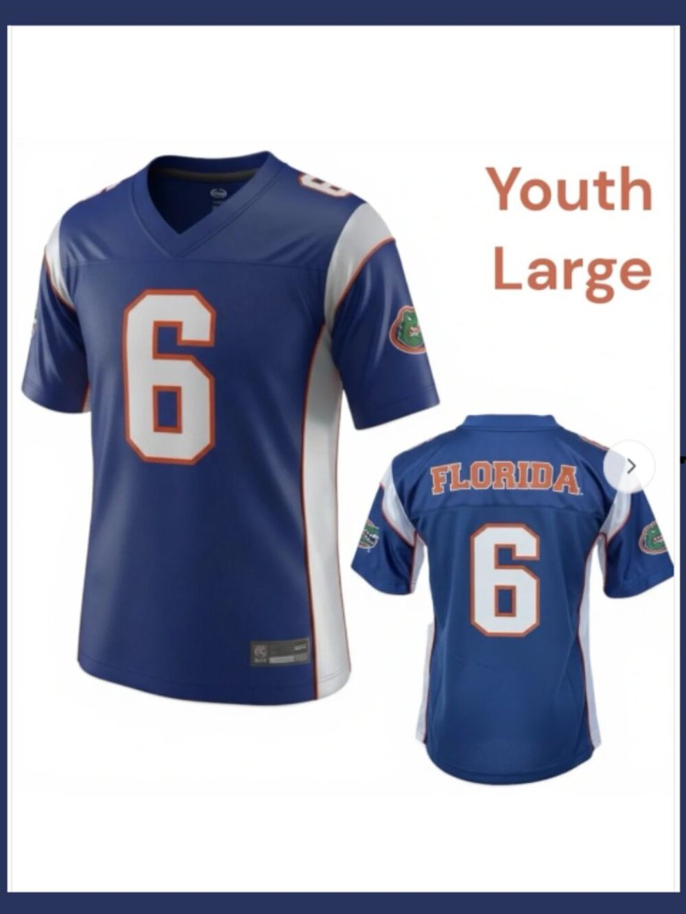 Florida Gators Football Jersey Youth L (10/12) Blue Orange UF Blokecore